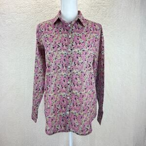 United Colors of Benetton Long-Sleeve Floral Button-Down Blouse Women S Cotton